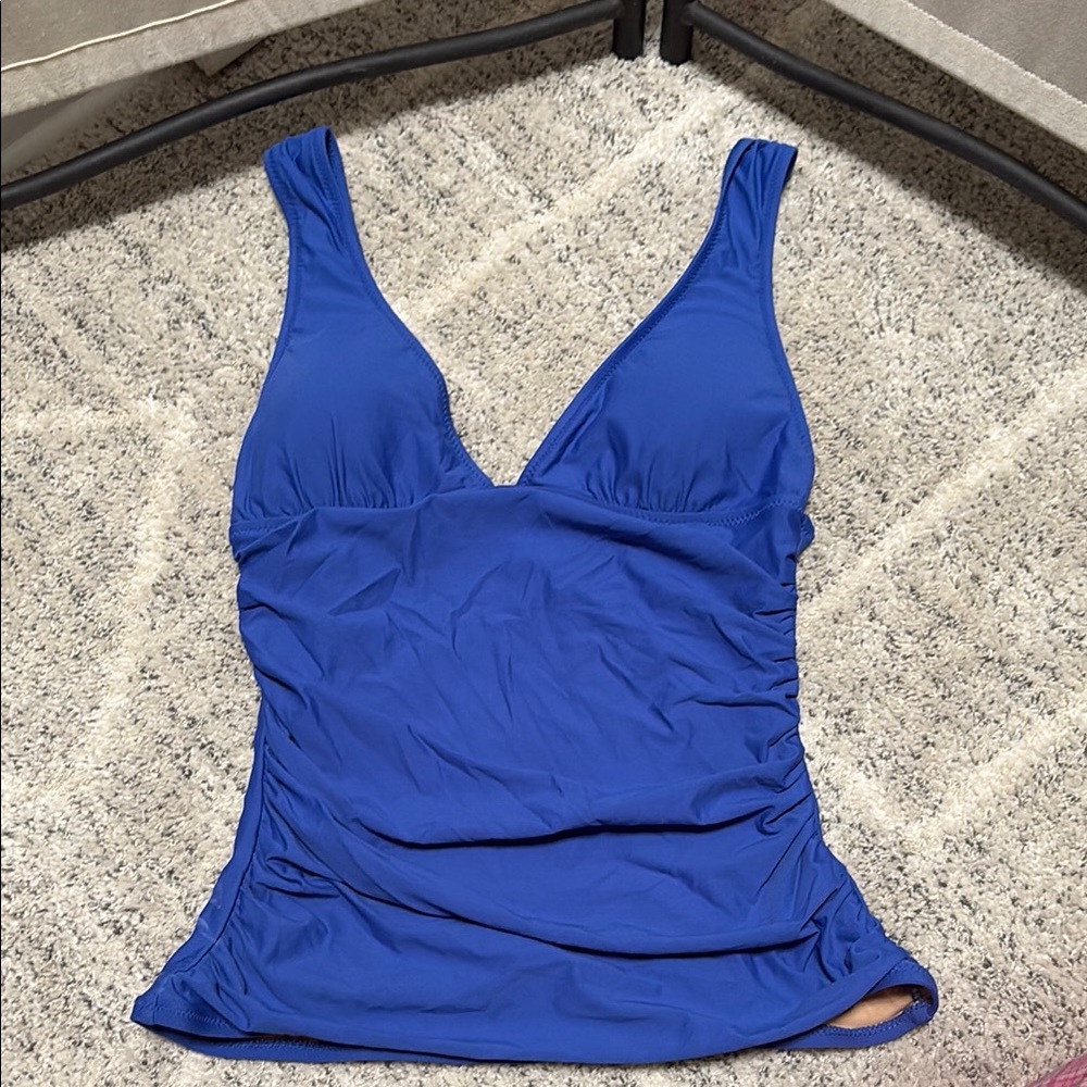 J.Crew Royal Blue V-Neck Ruched Tankini Swim Top